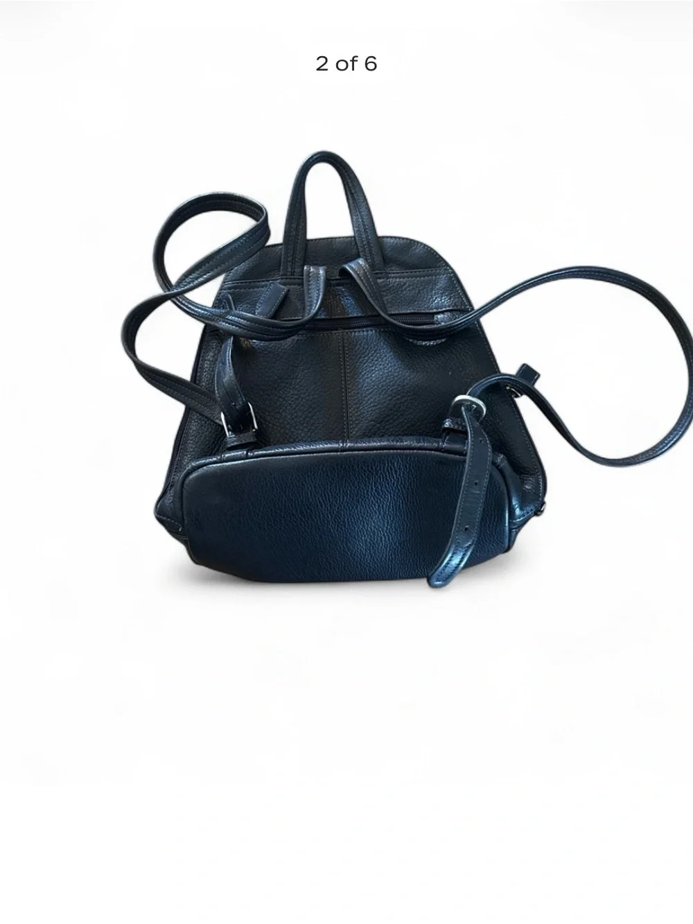 Tignanello black leather sling backpack